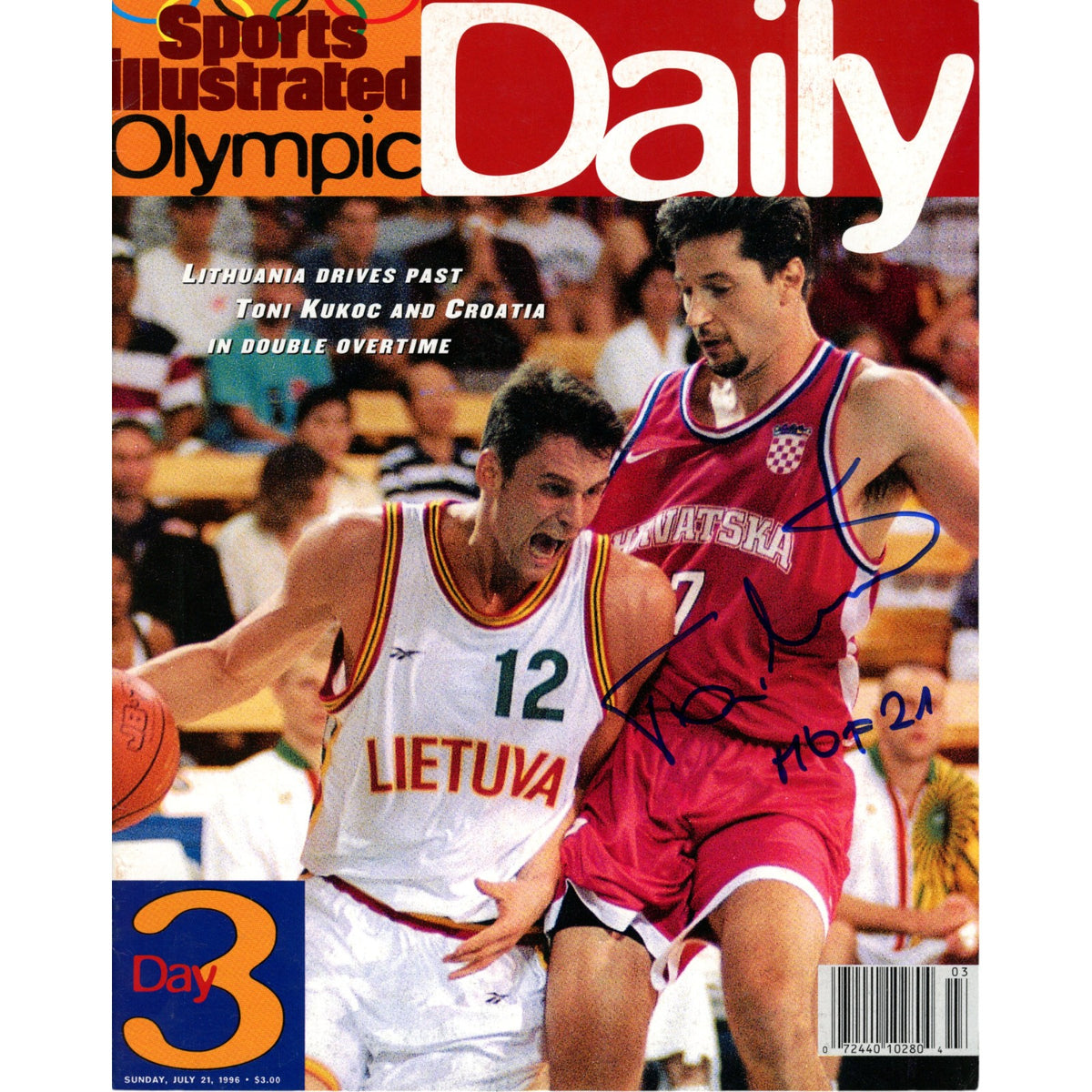 Toni Kukoc Croatia Signed Sports Illustrated Magazine - 1996 Olympic Sports Illustrated HOF Beckett-Powers Sports Memorabilia