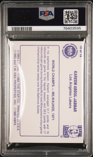 Kareem Abdul-Jabbar 1985 Star Basketball Card #10 Graded PSA 8-Powers Sports Memorabilia