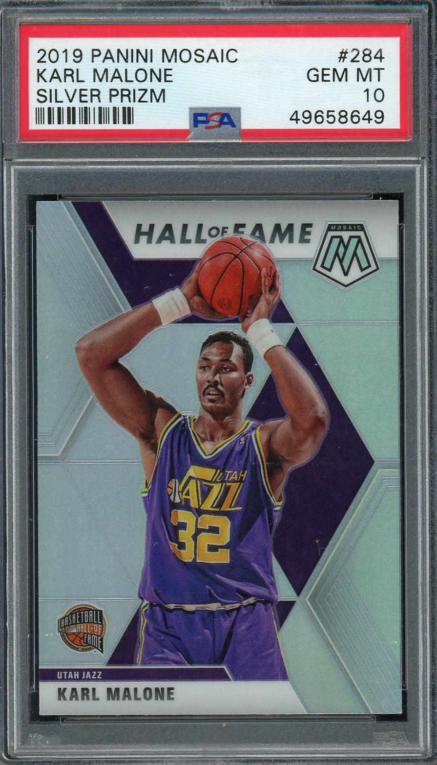 Karl Malone 2019 Panini Mosaic Silver Prizm Basketball Card #284 Graded PSA 10 GEM MINT-Powers Sports Memorabilia