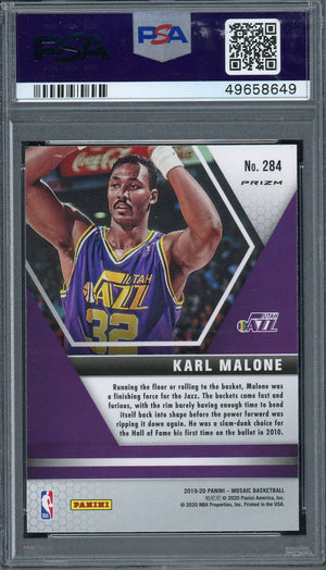 Karl Malone 2019 Panini Mosaic Silver Prizm Basketball Card #284 Graded PSA 10 GEM MINT-Powers Sports Memorabilia