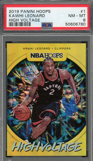 Kawhi Leonard 2019 Panini Hoops High Voltage Basketball Card #1 Graded PSA 8-Powers Sports Memorabilia