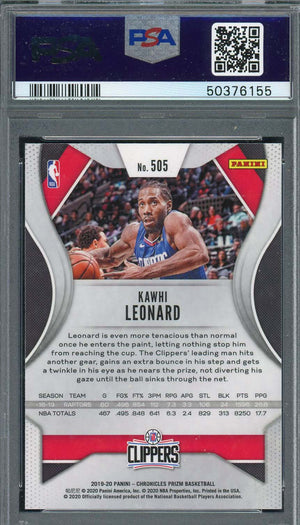 Kawhi Leonard 2019 Panini Chronicles Basketball Card #505 Graded PSA 8-Powers Sports Memorabilia