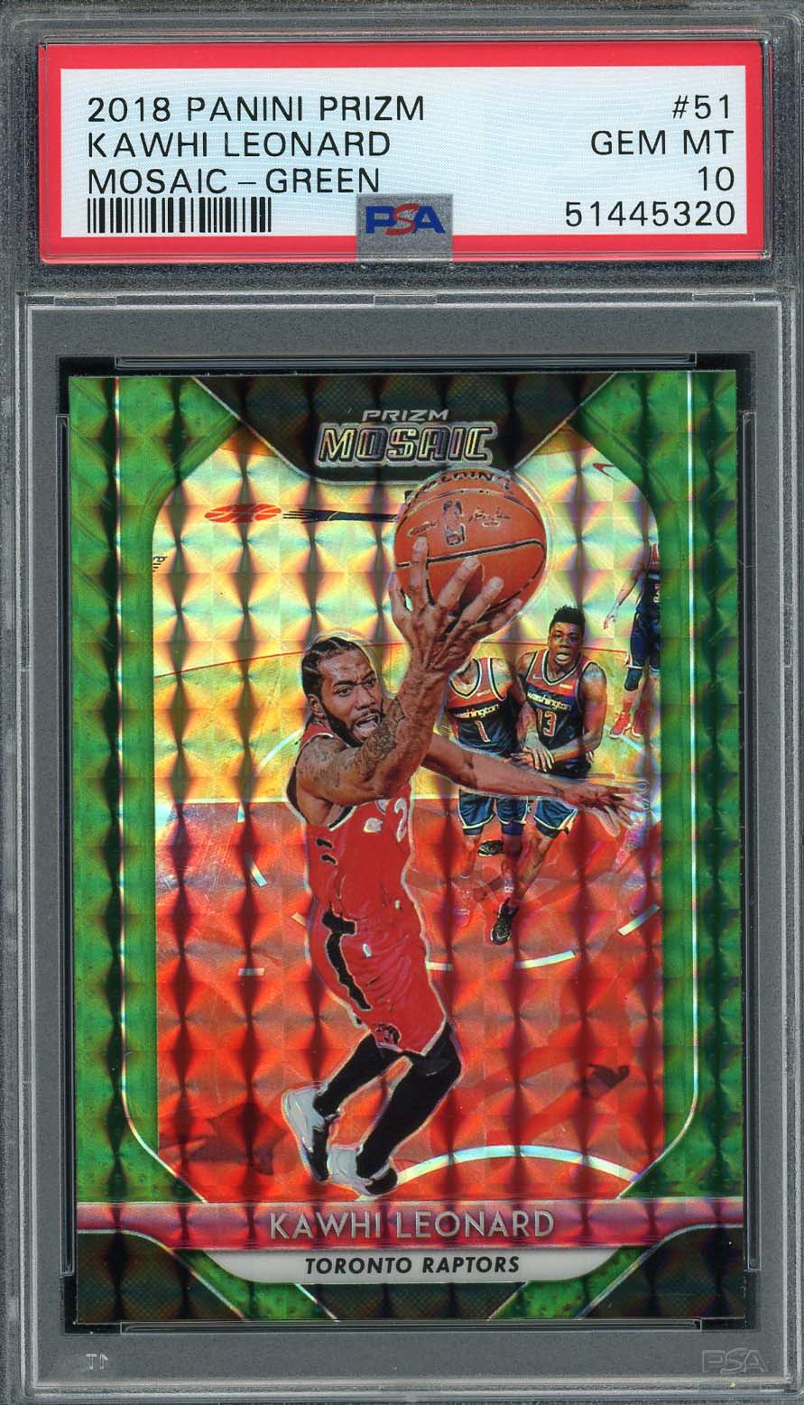 Kawhi Leonard 2018 Panini Prizm Mosaic Green Basketball Card #51 PSA 10-Powers Sports Memorabilia