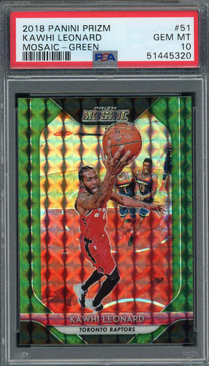 Kawhi Leonard 2018 Panini Prizm Mosaic Green Basketball Card #51 PSA 10-Powers Sports Memorabilia