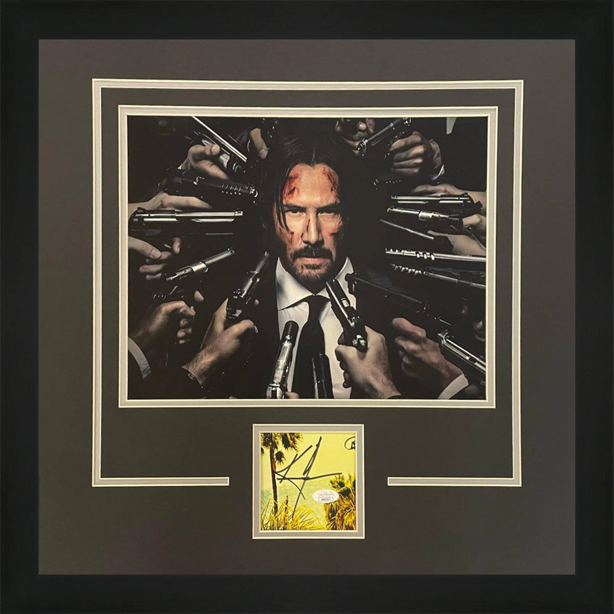 Autographed Keanu Reeves John Wick 11x14 Guns Movie Poster Deluxe Framed Piece - JSA-Powers Sports Memorabilia
