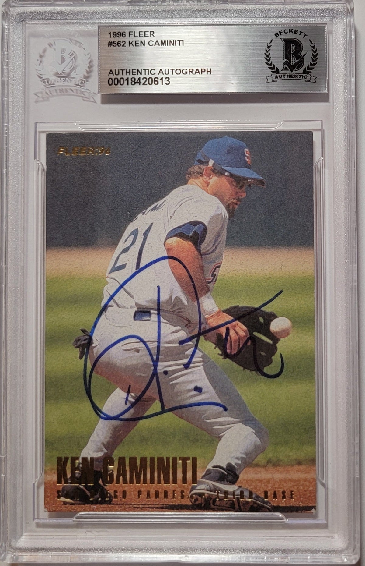 Ken Caminiti Signed Houston Astros 1996 Fleer #562 Card - Beckett-Powers Sports Memorabilia
