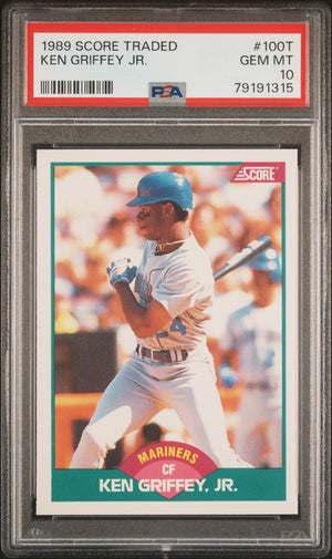 Ken Griffey Jr 1989 Score Traded Baseball Rookie Card #100T Graded PSA 10-Powers Sports Memorabilia