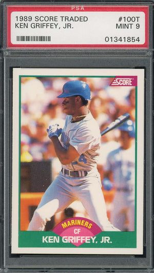 Ken Griffey Jr 1989 Topps Traded Baseball Rookie Card RC #100T Graded PSA 9-Powers Sports Memorabilia