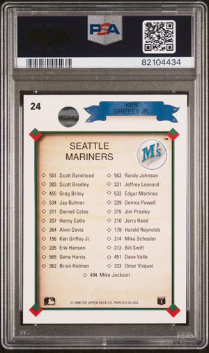 Ken Griffey Jr 1990 Upper Deck Mariners Checklist Card #24 Graded PSA 10-Powers Sports Memorabilia