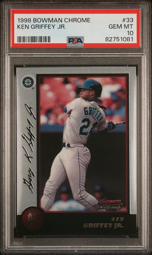 Ken Griffey Jr 1998 Bowman Chrome Baseball Card #33 Graded PSA 10-Powers Sports Memorabilia