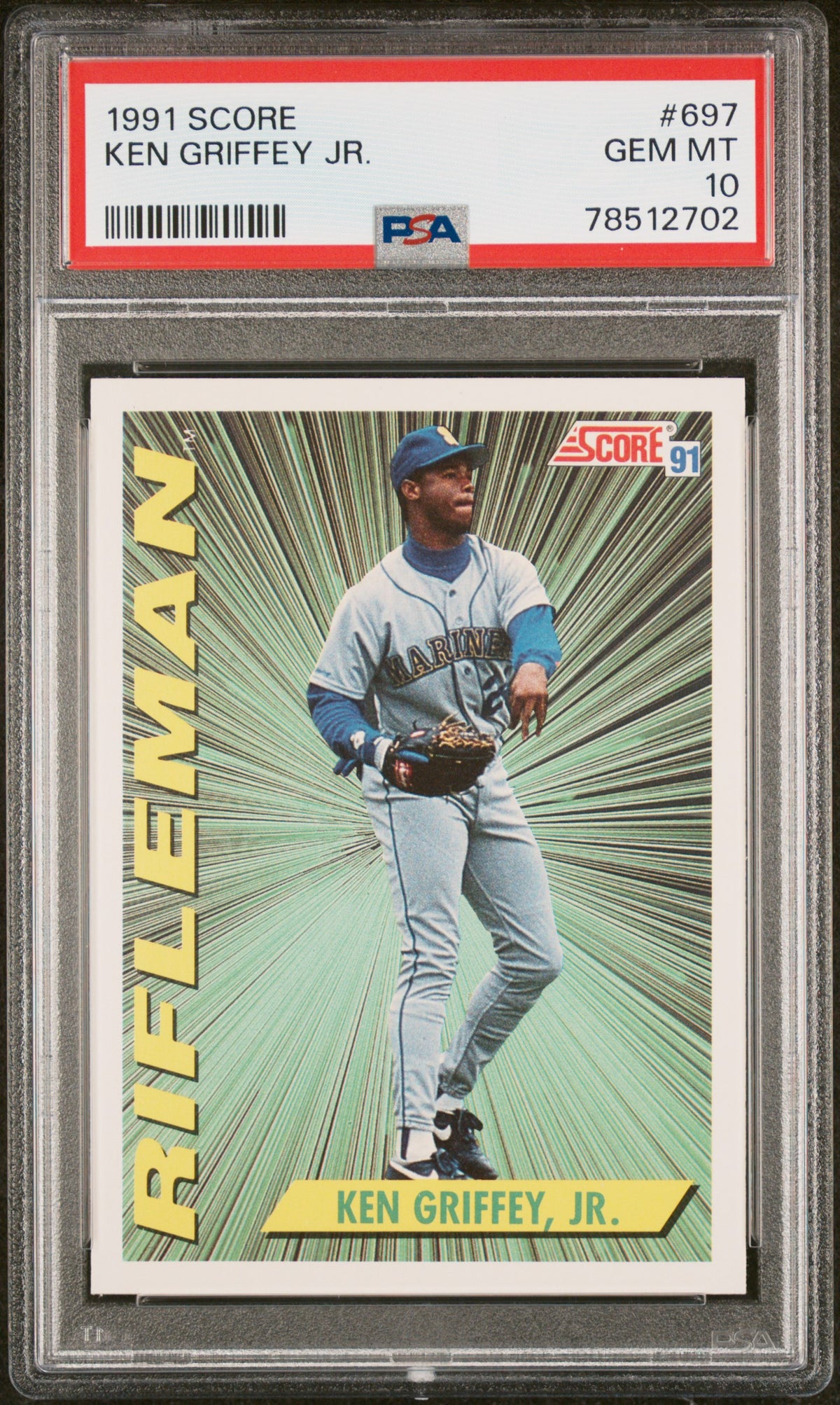 Ken Griffey Jr 1991 Score Rifleman Baseball Card #697 Graded PSA 10-Powers Sports Memorabilia