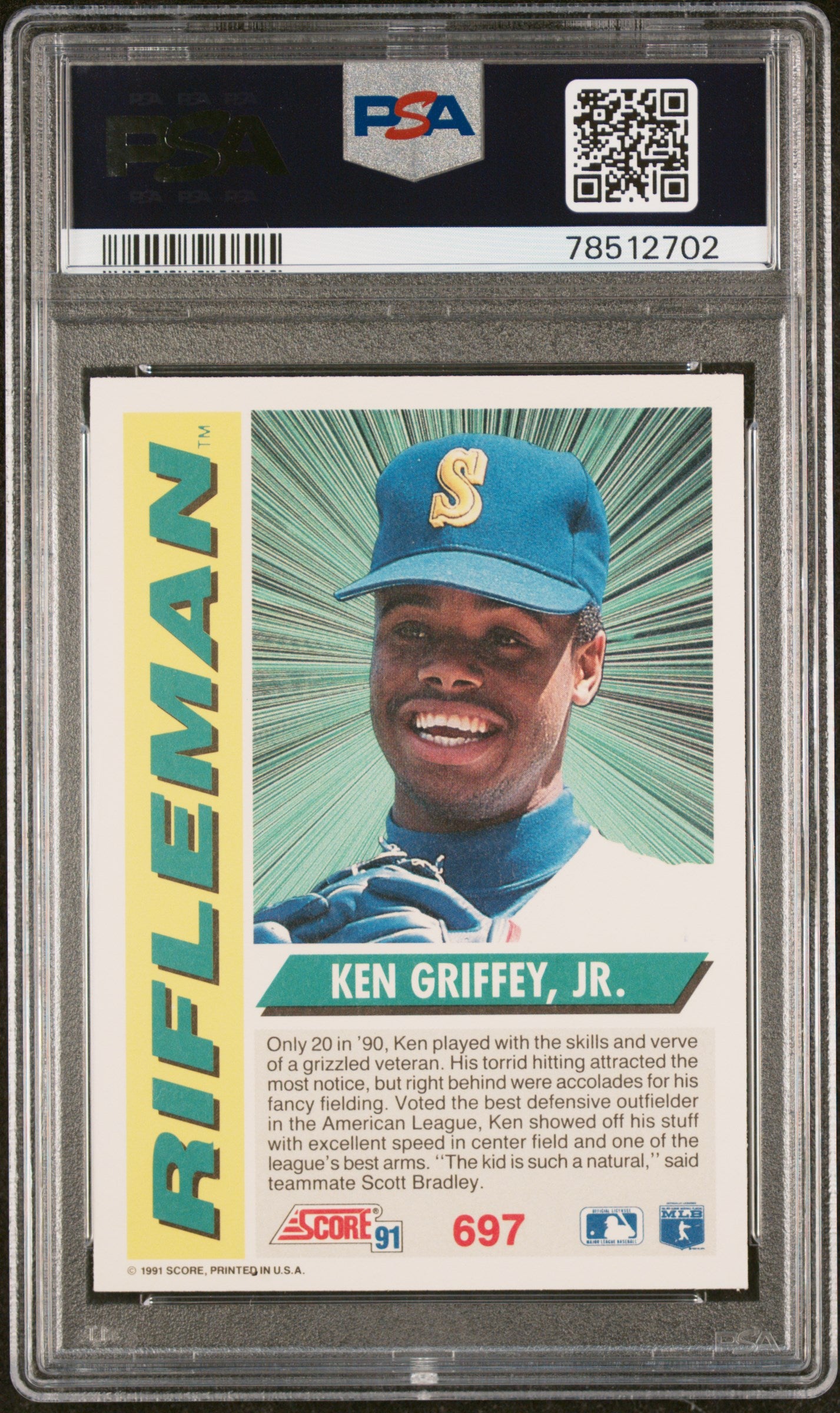 Ken Griffey Jr 1991 Score Rifleman Baseball Card #697 Graded PSA 10-Powers Sports Memorabilia