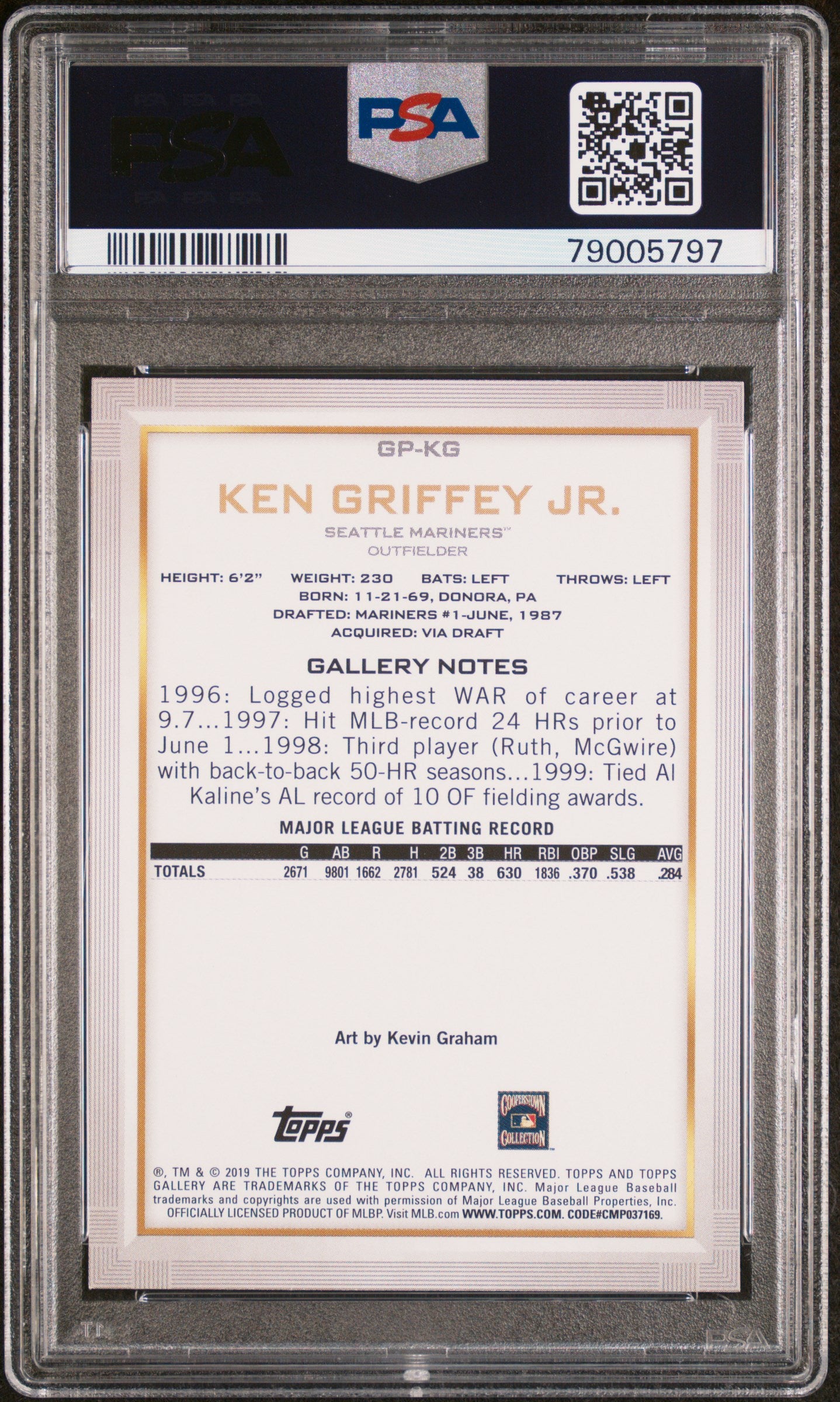 Ken Griffey Jr 2019 Topps Gallery National Baseball Card #GP-KG Graded PSA 10-Powers Sports Memorabilia