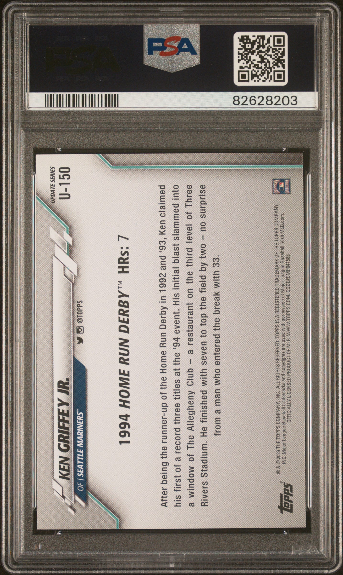 Ken Griffey Jr 2020 Topps Update Baseball Card #U150 Graded PSA 10-Powers Sports Memorabilia