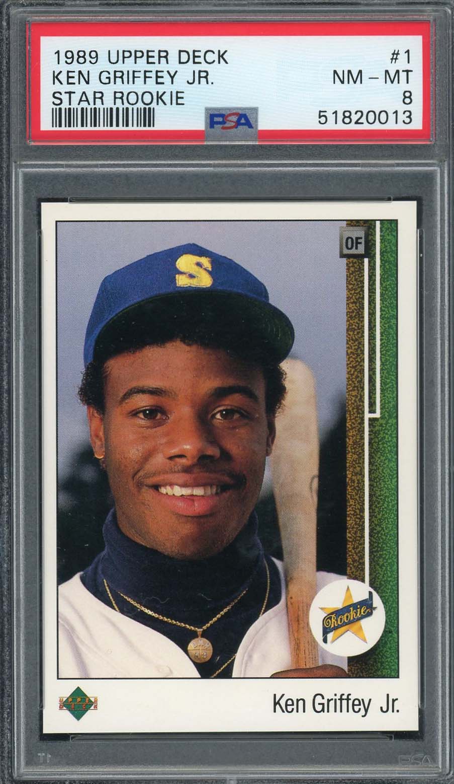 Ken Griffey Jr 1989 Upper Deck Baseball Rookie Card RC #1 Graded PSA 8-Powers Sports Memorabilia