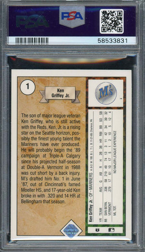 Ken Griffey Jr 1989 Upper Deck Baseball Star Rookie Card RC #1 Graded PSA 7-Powers Sports Memorabilia