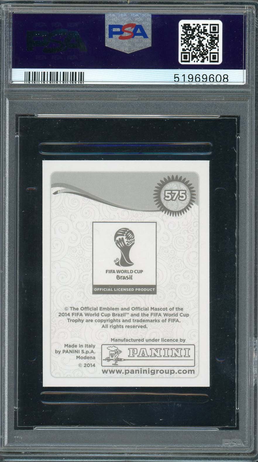 Kevin De Bruyne 2014 Panini World Cup Stickers Card #575 PSA 8-Powers Sports Memorabilia
