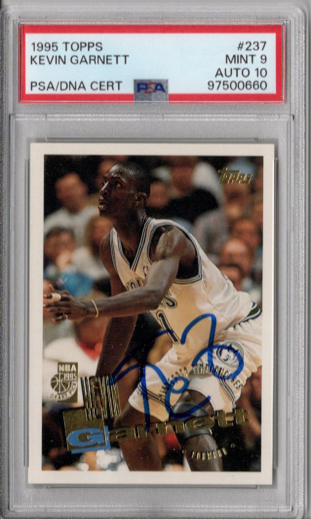 Kevin Garnett Signed 1995 Topps #237 Timberwolves Rookie Card - PSA Certified-Powers Sports Memorabilia