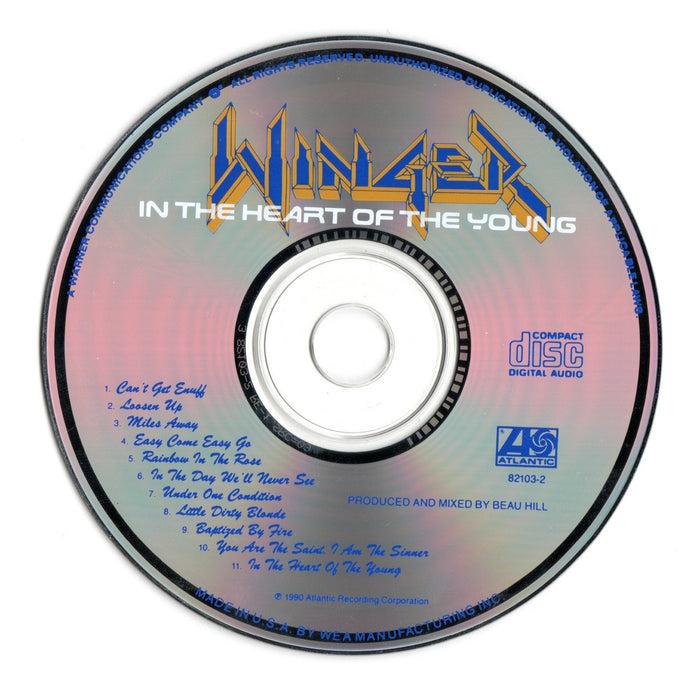 Kip Winger Signed Winger In The Heart Of The Young CD Cover With Disc - Beckett-Powers Sports Memorabilia