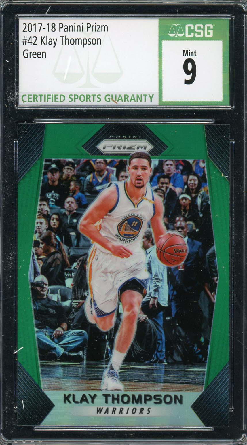 Klay Thompson 2017 Panini Prizm Green Basketball Card #42 Graded CSG 9-Powers Sports Memorabilia