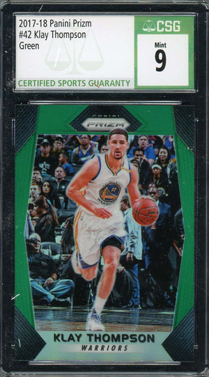 Klay Thompson 2017 Panini Prizm Green Basketball Card #42 Graded CSG 9-Powers Sports Memorabilia