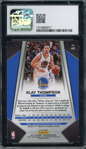 Klay Thompson 2017 Panini Prizm Green Basketball Card #42 Graded CSG 9-Powers Sports Memorabilia