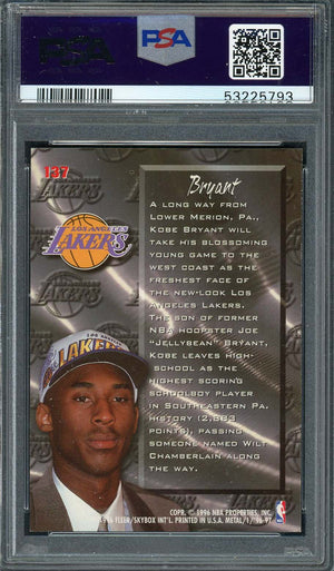 Kobe Bryant 1996 Fleer Metal Basketball Rookie Card RC #137 Graded PSA 6-Powers Sports Memorabilia