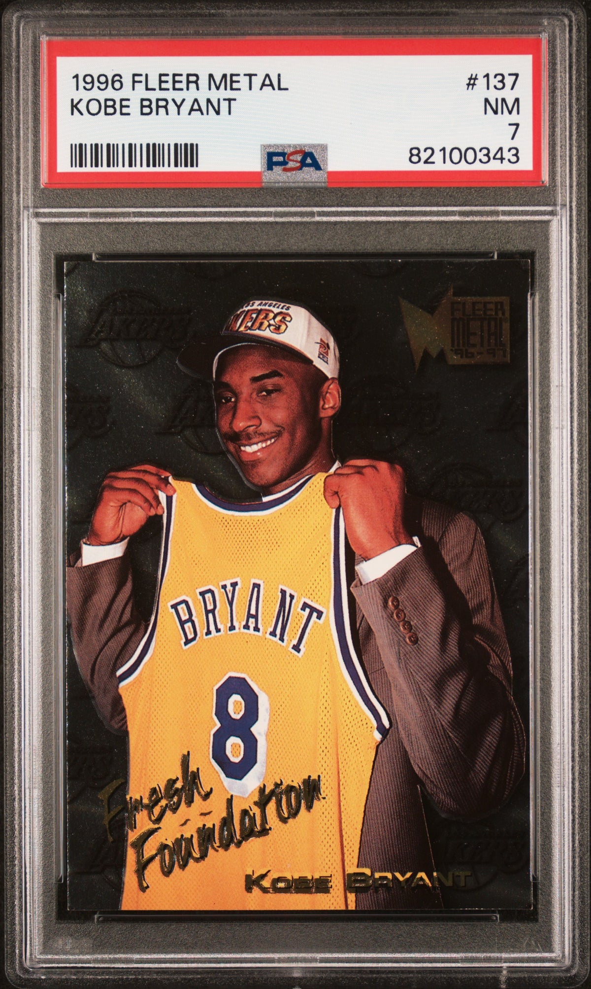 Kobe Bryant 1996 Fleer Metal Basketball Rookie Card #137 Graded PSA 7-Powers Sports Memorabilia