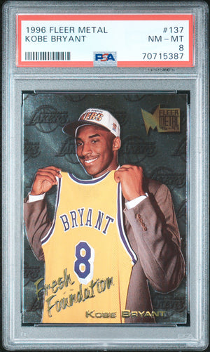 Kobe Bryant 1996 Fleer Metal Basketball Rookie Card #137 Graded PSA 8-Powers Sports Memorabilia