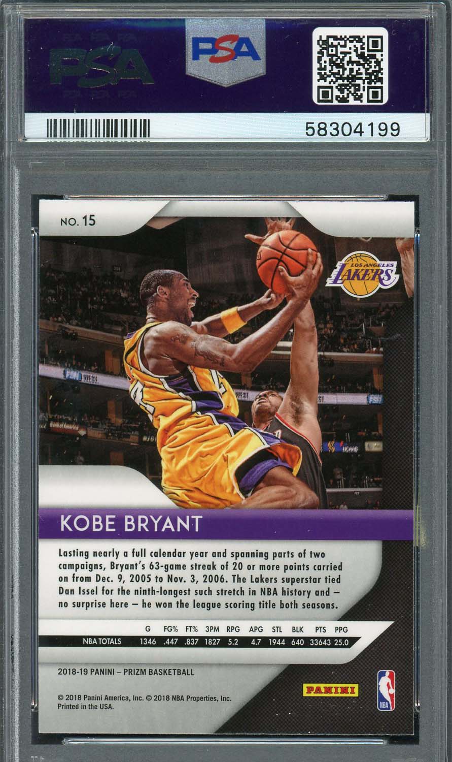 Kobe Bryant 2018 Panini Prizm Basketball Card #15 Graded PSA 9-Powers Sports Memorabilia