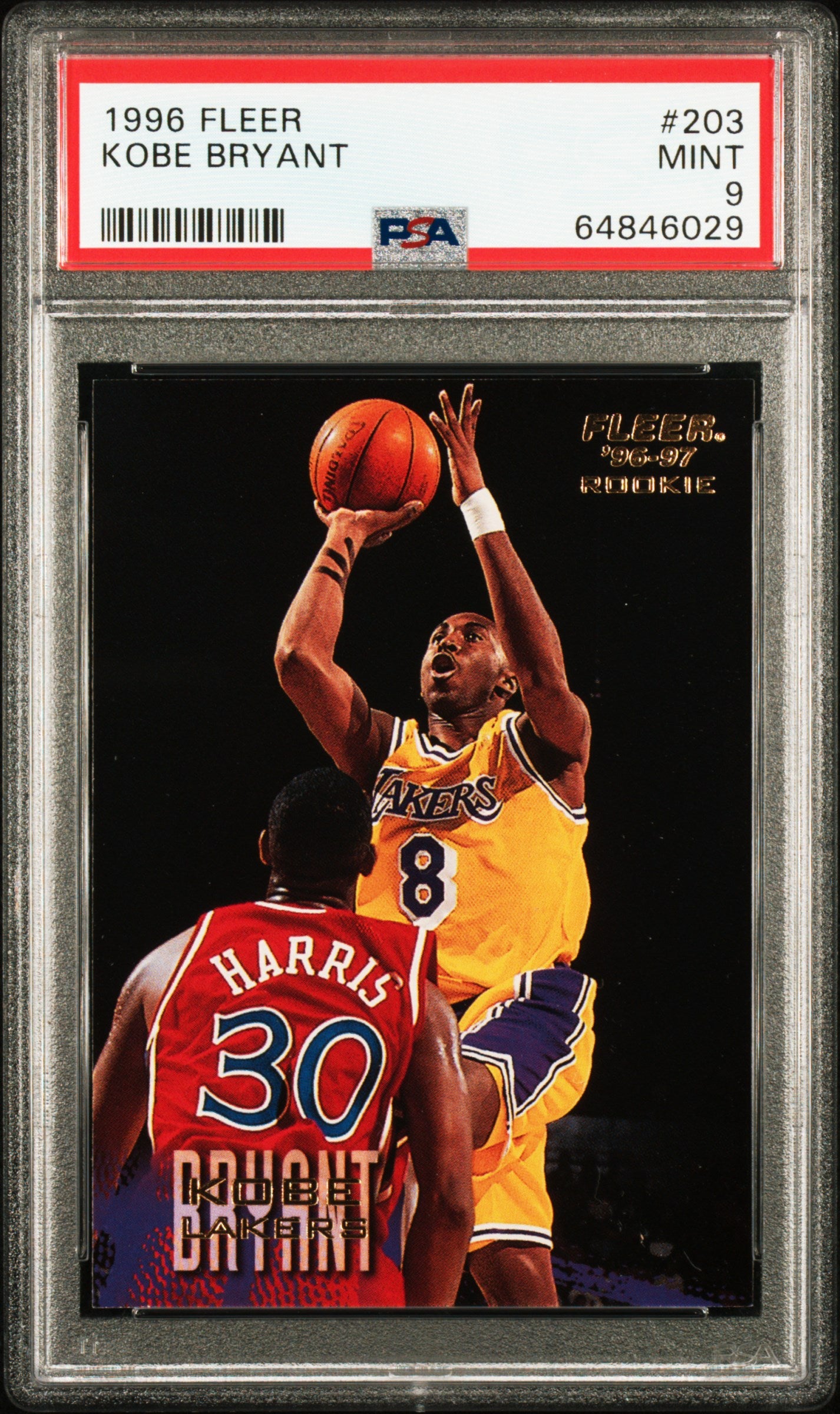 Kobe Bryant 1996 Fleer Basketball Rookie Card #203 Graded PSA 9-Powers Sports Memorabilia