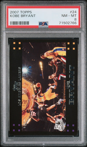 Kobe Bryant 2007 Topps Basketball Card #24 Graded PSA 8-Powers Sports Memorabilia