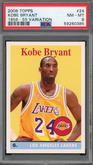 Kobe Bryant 2008 Topps 1958-59 Variation Basketball Card #24 Graded PSA 8-Powers Sports Memorabilia