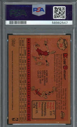 Kobe Bryant 2008 Topps 1958-59 Variation Basketball Card #24 Graded PSA 9-Powers Sports Memorabilia