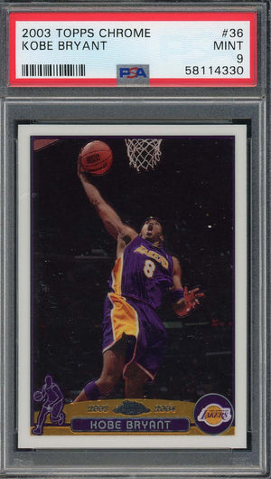 Kobe Bryant 2003 Topps Chrome Basketball Card #36 Graded PSA 9-Powers Sports Memorabilia