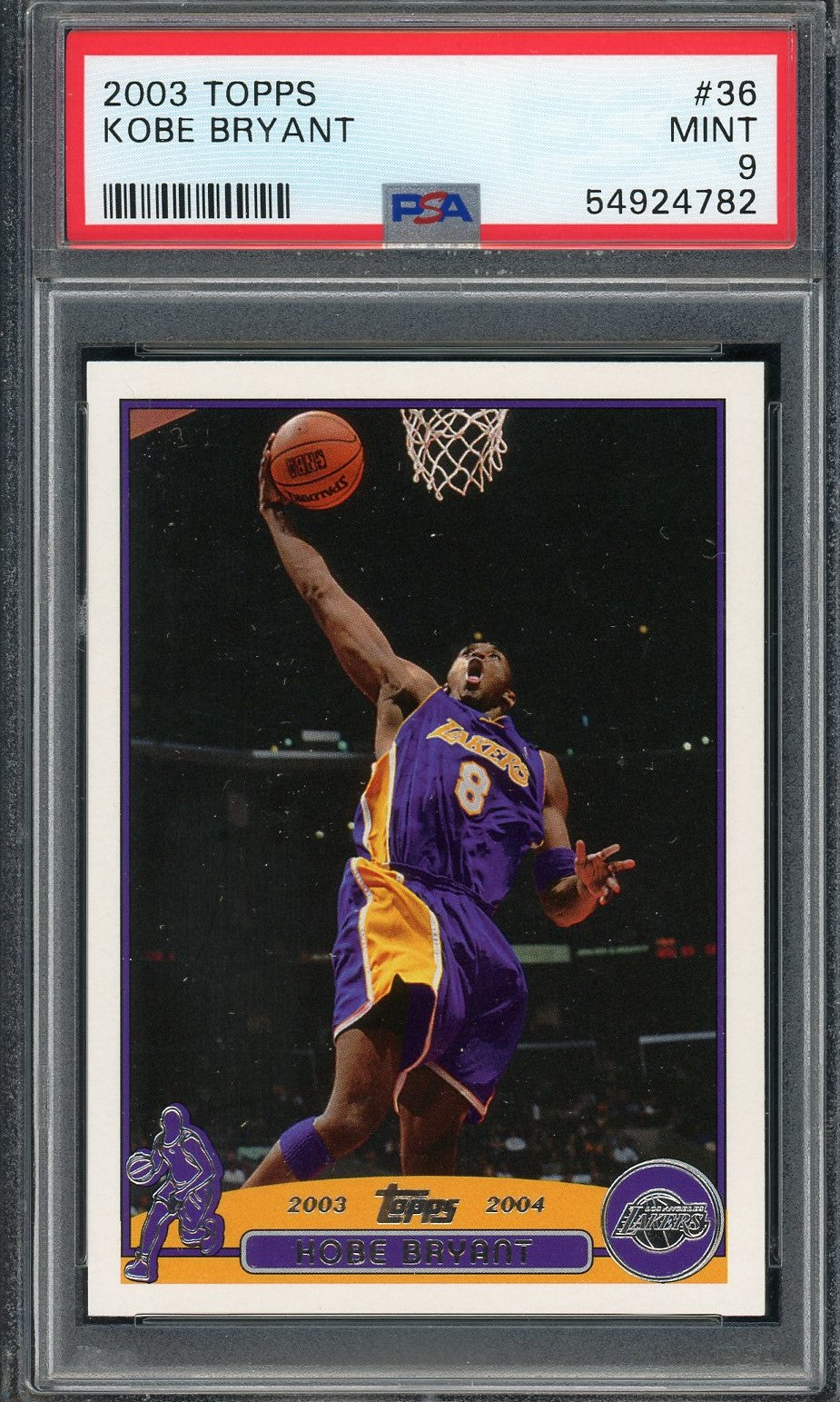 Kobe Bryant 2003 Topps Basketball Card #36 Graded PSA 9-Powers Sports Memorabilia