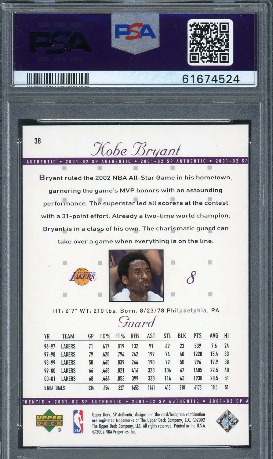 Kobe Bryant 2005 Upper Deck SP Authentic Basketball Card #38 Graded PSA 10-Powers Sports Memorabilia