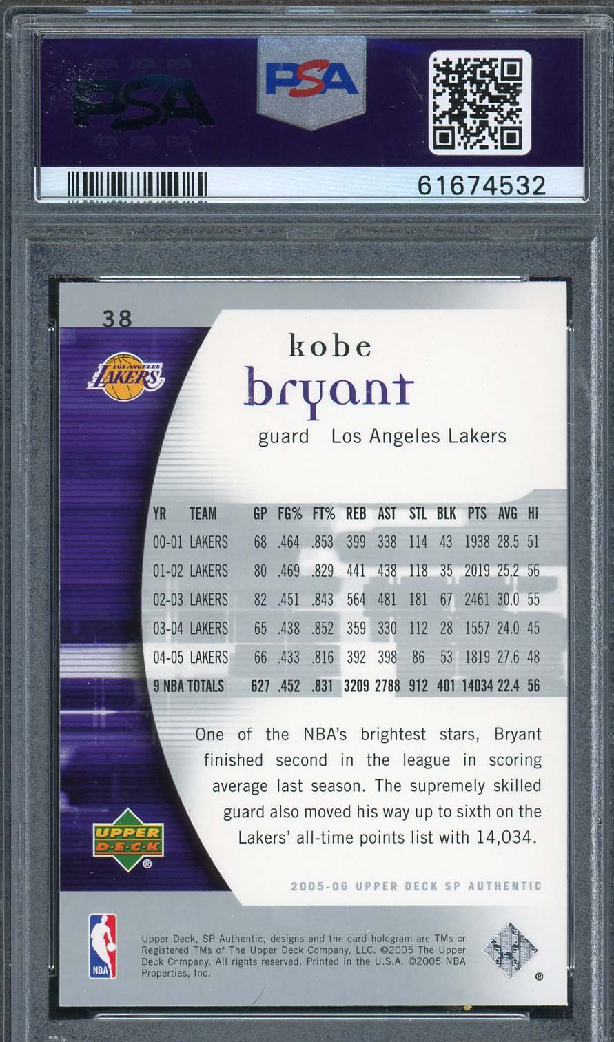 Kobe Bryant 2001 Upper Deck SP Authentic Basketball Card #38 Graded PSA 9-Powers Sports Memorabilia