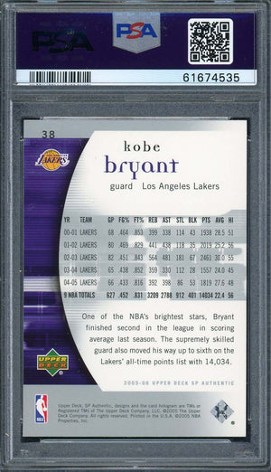 Kobe Bryant 2005 Upper Deck SP Authentic Basketball Card #38 Graded PSA 9-Powers Sports Memorabilia