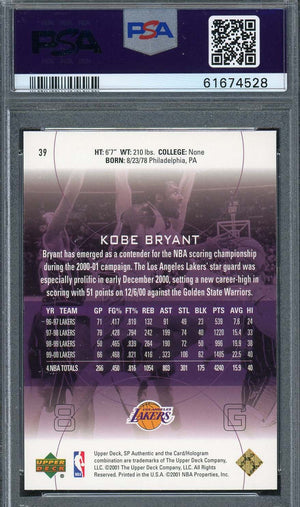 Kobe Bryant 2000 Upper Deck SP Authentic Basketball Card #39 Graded PSA 10-Powers Sports Memorabilia