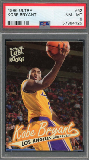 Kobe Bryant 1996 Fleer Ultra Basketball Rookie Card RC #52 Graded PSA 8-Powers Sports Memorabilia