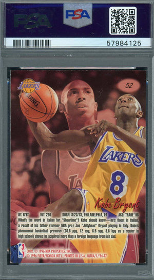Kobe Bryant 1996 Fleer Ultra Basketball Rookie Card RC #52 Graded PSA 8-Powers Sports Memorabilia