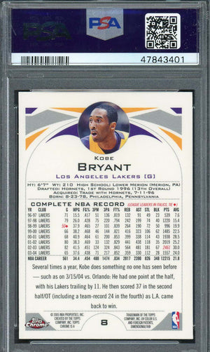 Kobe Bryant 2004 Topps Chrome Basketball Card #8 Graded PSA 9-Powers Sports Memorabilia