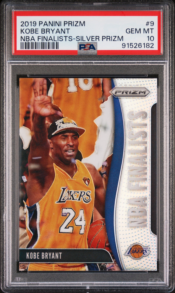 Kobe Bryant 2019 Panini Silver Prizm NBA Finalist Card #9 Graded PSA 10