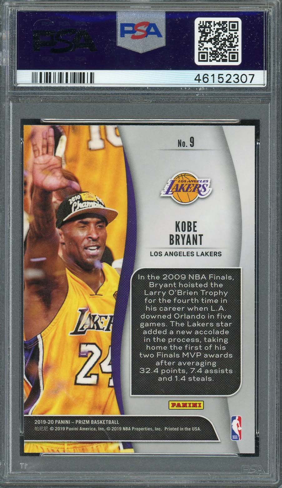 Kobe Bryant 2019 Panini Prizm NBA Finalist Basketball Card #9 Graded PSA 10-Powers Sports Memorabilia