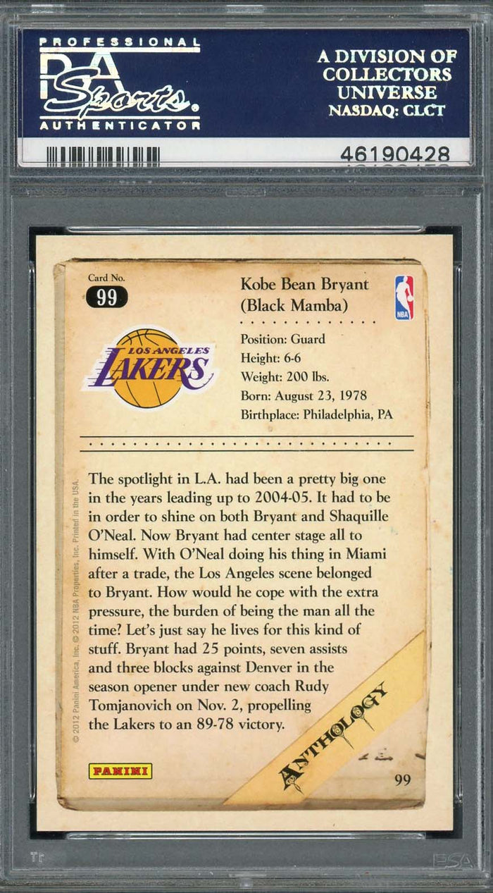 Kobe Bryant 2012 Panini Anthology Basketball Card #99 Graded PSA 10 GEM MINT-Powers Sports Memorabilia