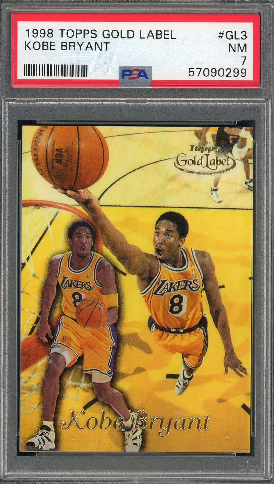 Kobe Bryant 1998 Topps Gold Label Basketball Card #GL3 Graded PSA 7-Powers Sports Memorabilia