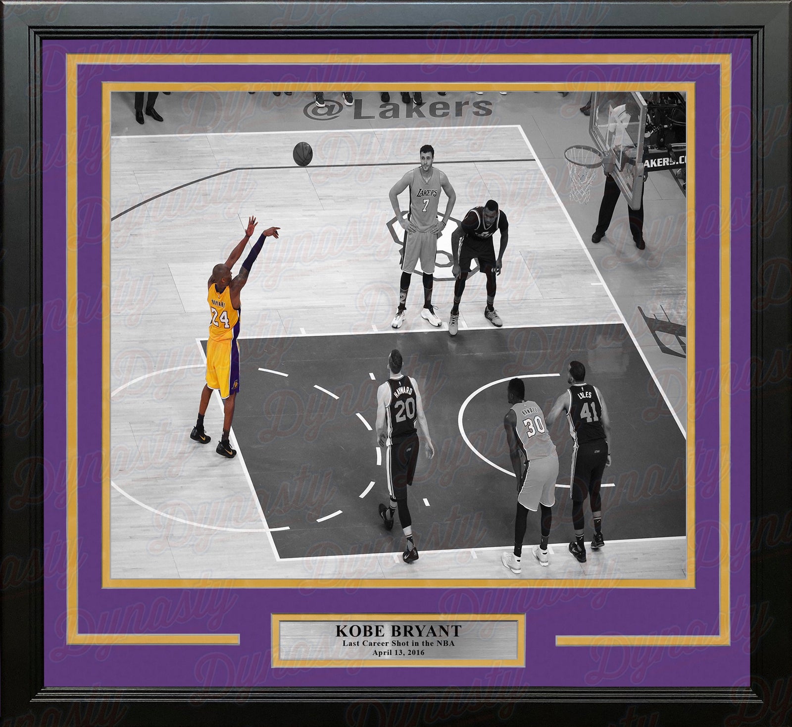 Kobe Bryant's Last Career Shot Los Angeles Lakers Framed Basketball Display Photo-Powers Sports Memorabilia