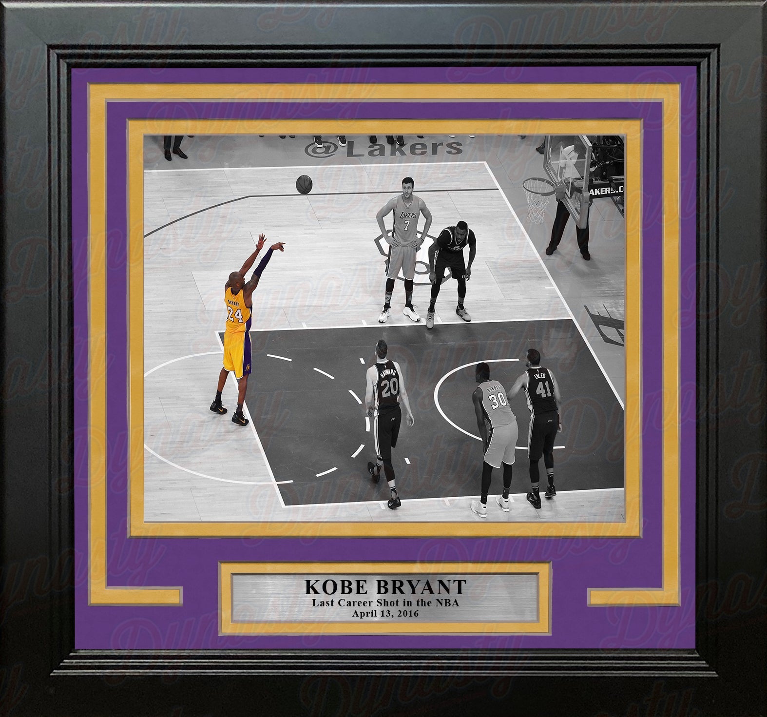 Kobe Bryant's Last Career Shot Los Angeles Lakers Framed Basketball Display Photo-Powers Sports Memorabilia
