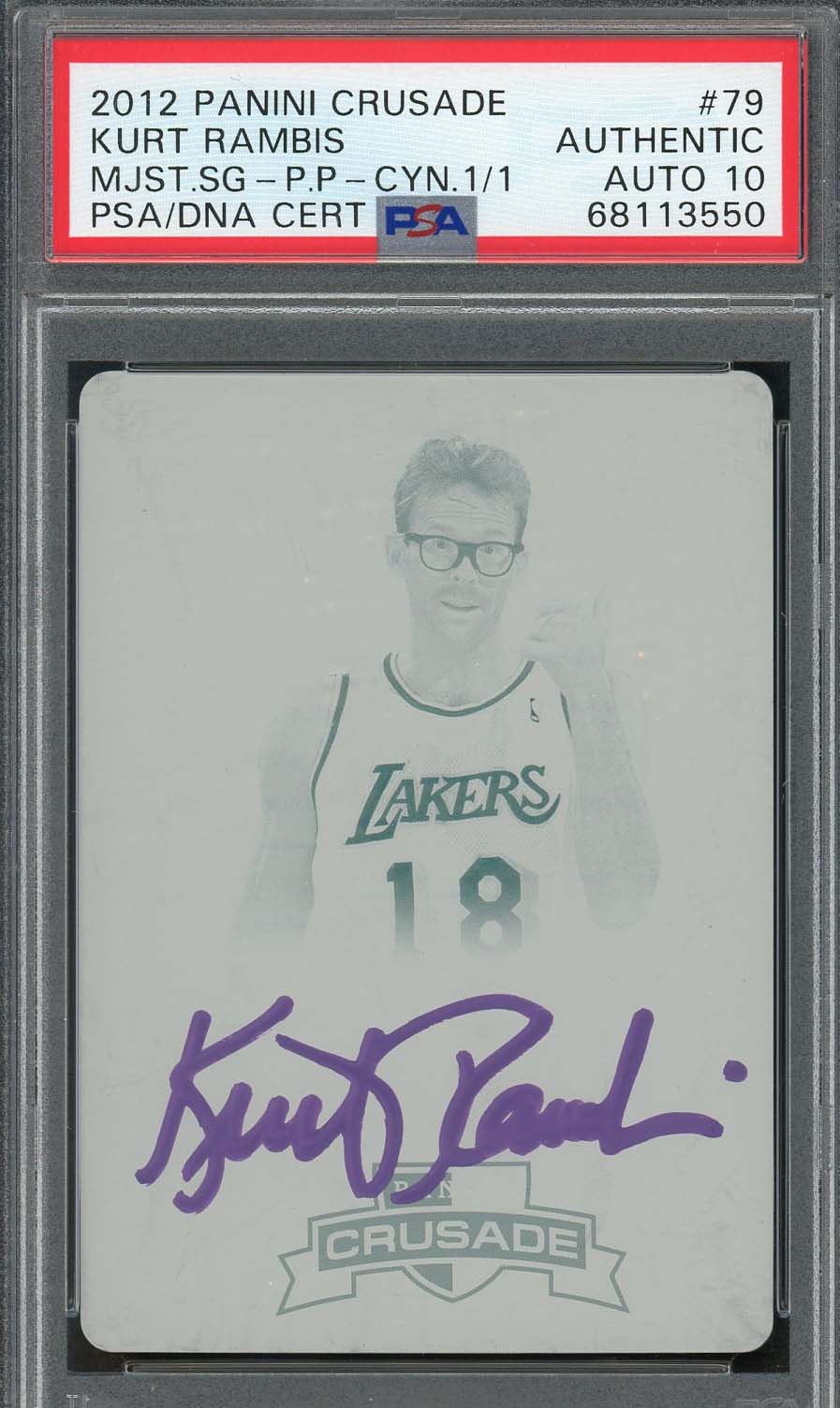Kurt Rambis 2012 Panini Crusade Signed Printing Plate Card #79 Auto PSA 10 1/1-Powers Sports Memorabilia